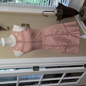 Clover+Scout heather pink gray sleeveless embroidered floral fit & flare…Small